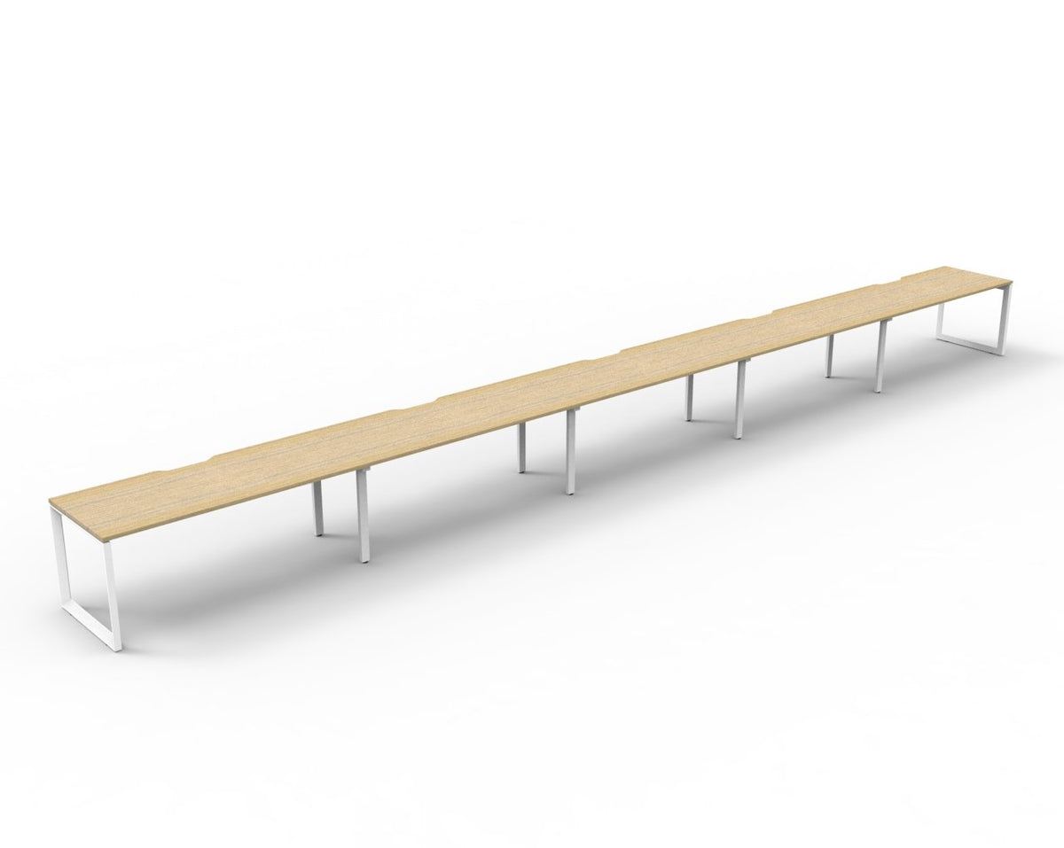 Loop leg office desk, pod of 5, oak top, white frame