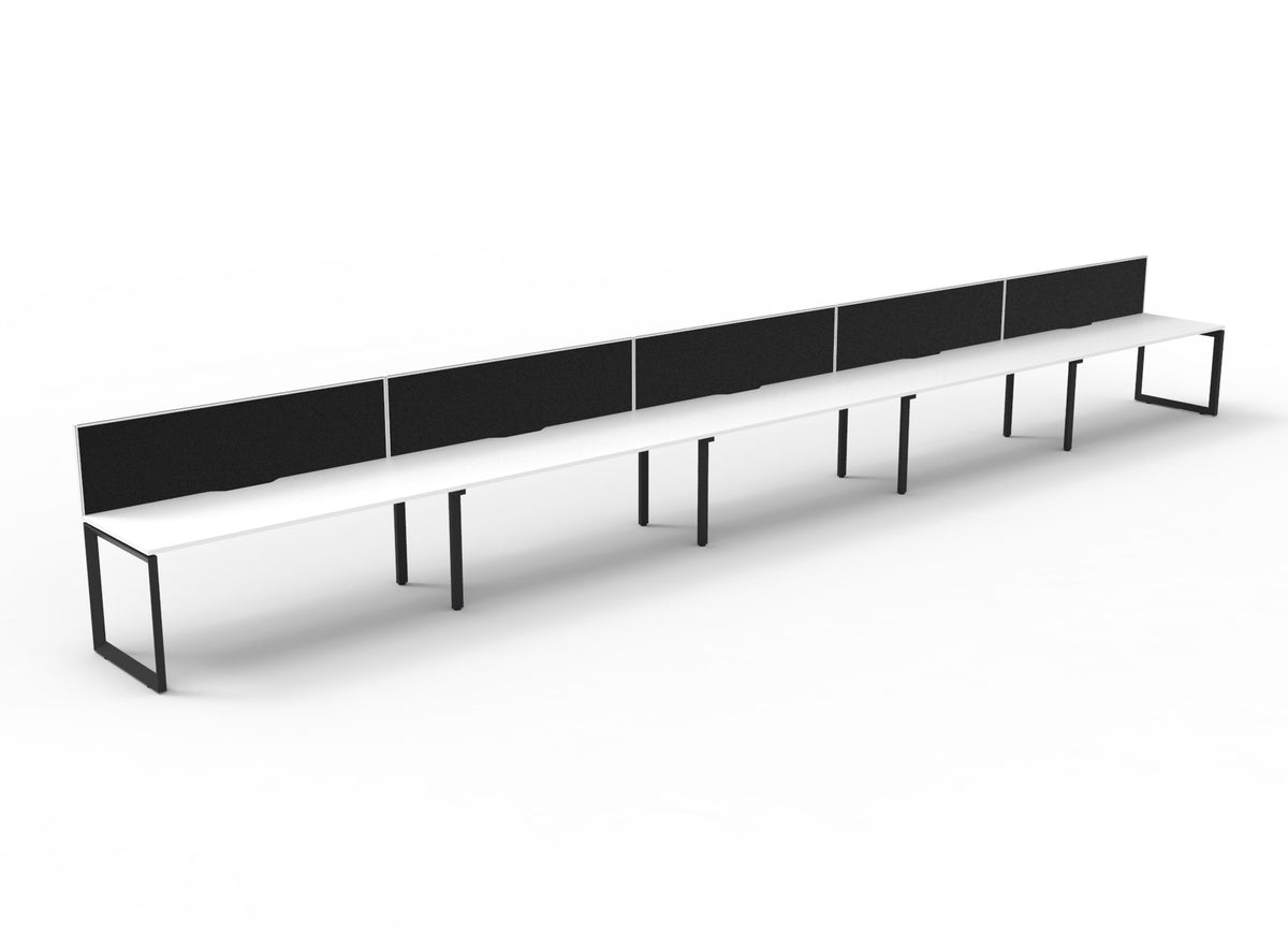Loop leg office desk, pod of 5, with screens