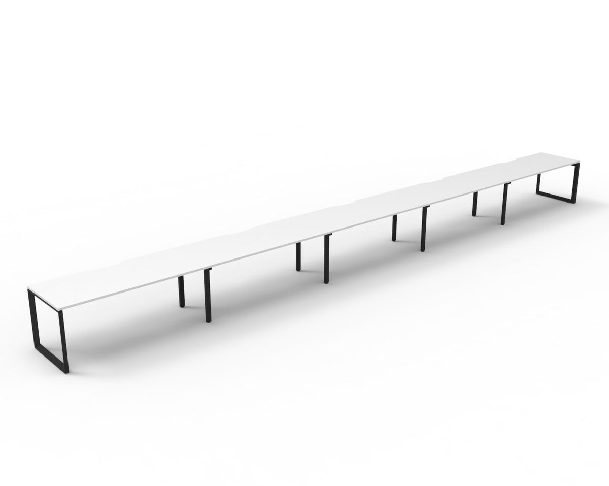 Loop leg office desk, pod of 5, white top, black frame