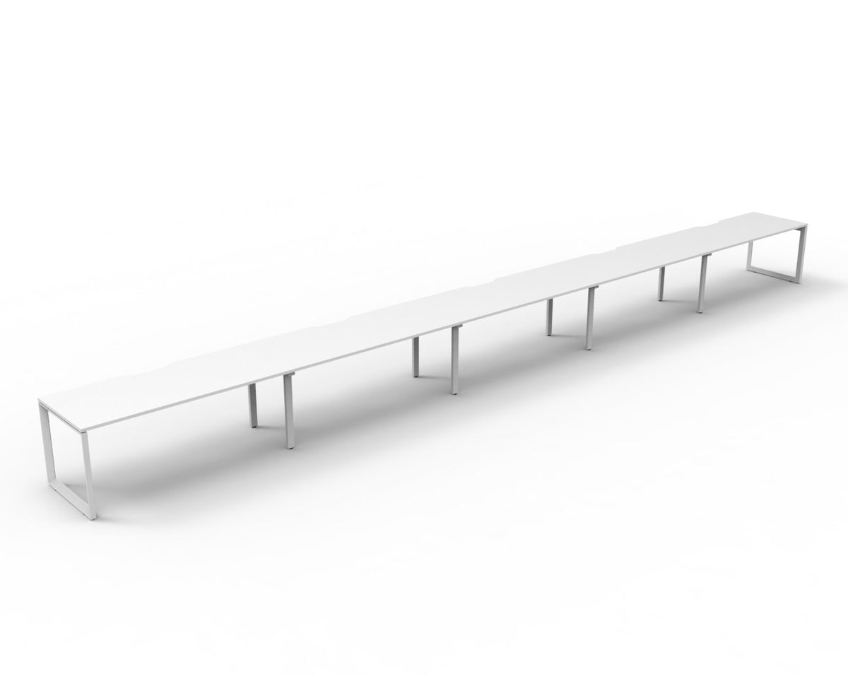 Loop leg office desk, pod of 5, white top, white frame