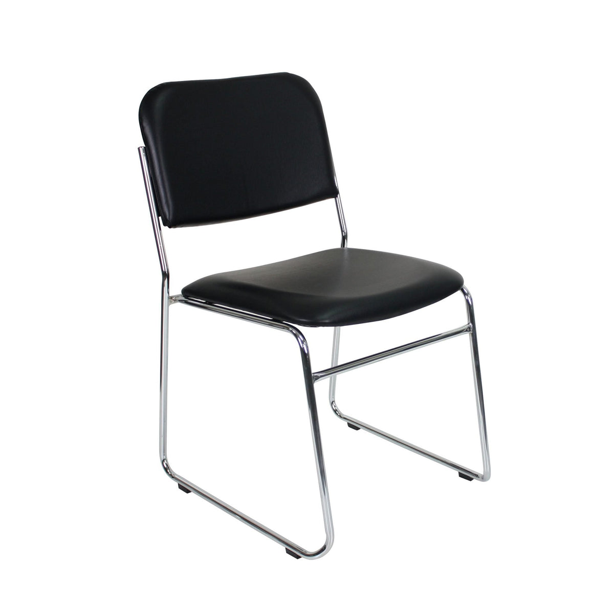 Upholstered Visitor Chair – Chrome Sled Base – view 2 – new