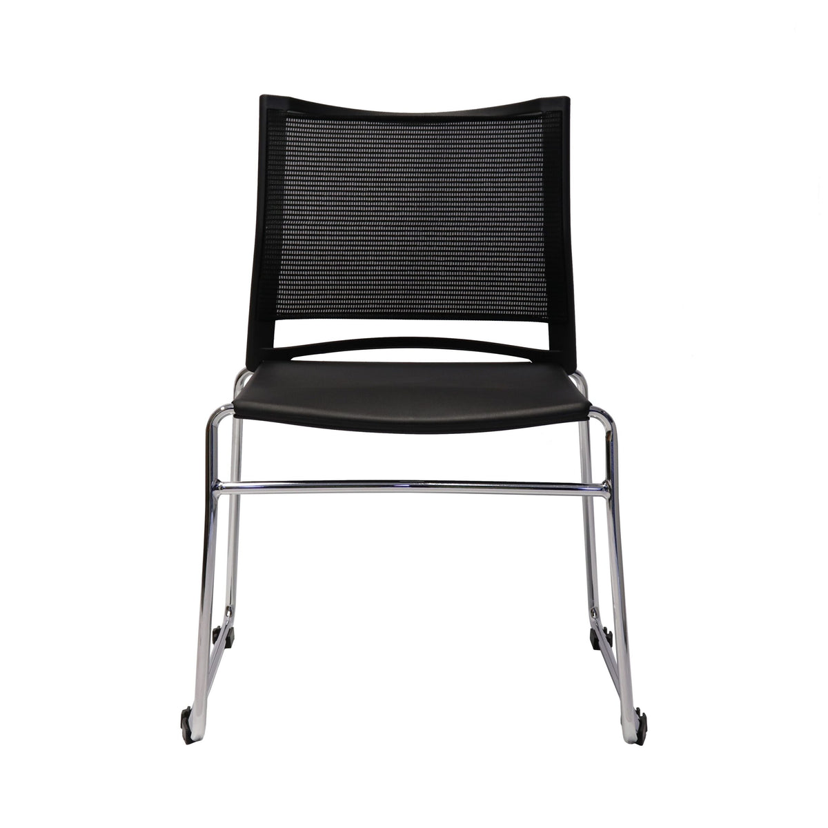 Stackable mesh back visitor chair, chrome sled base