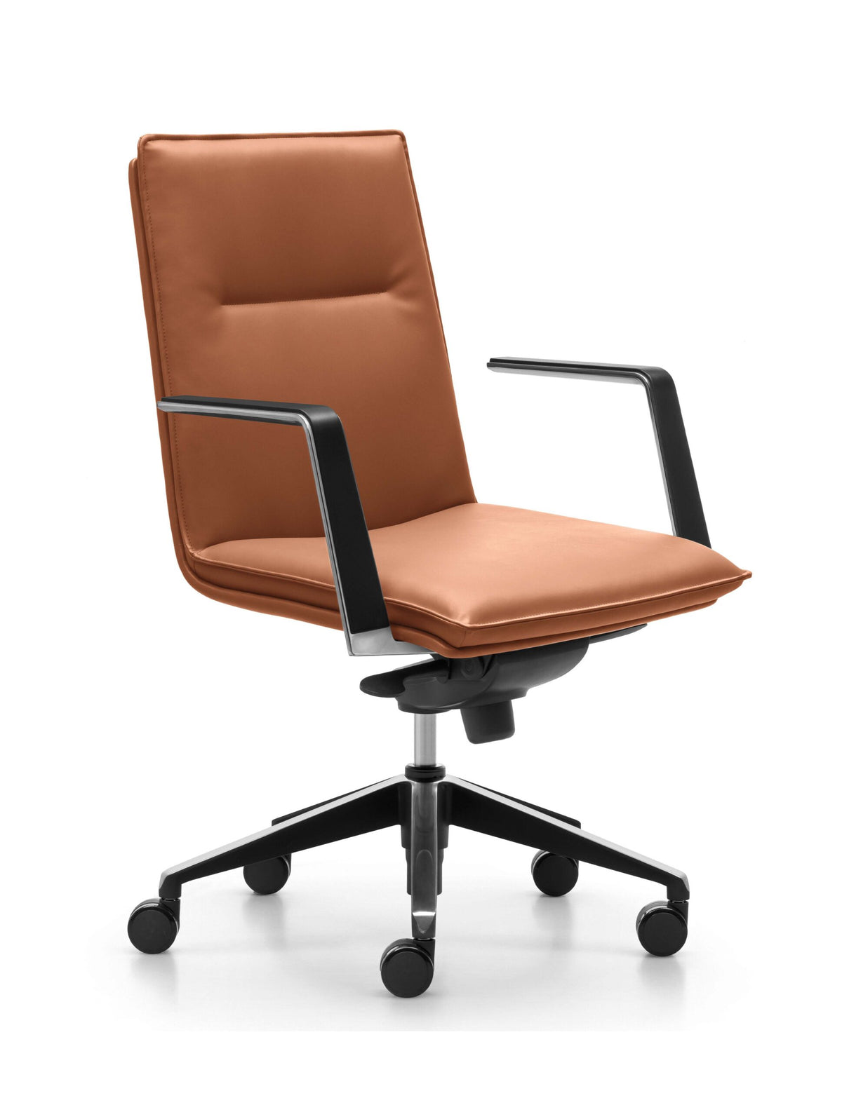 Executive Chair – Genuine Leather, Slim Aluminium Arms, Medium Back – view 3 – new