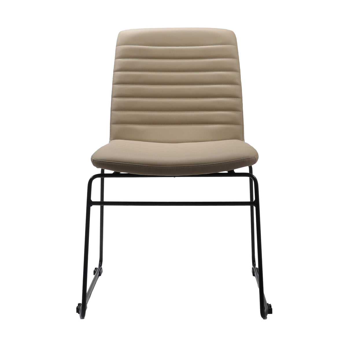 Ribbed Upholstered Breakout Chair – Sled Base – view 1 – new