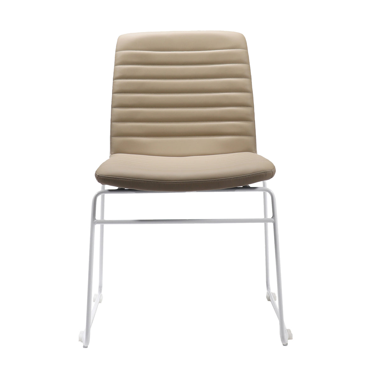 Ribbed Upholstered Breakout Chair – Sled Base – view 2 – new