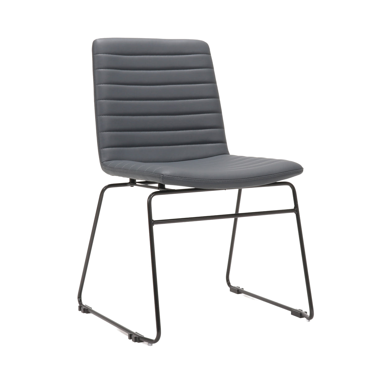 Ribbed Upholstered Breakout Chair – Sled Base – view 5 – new