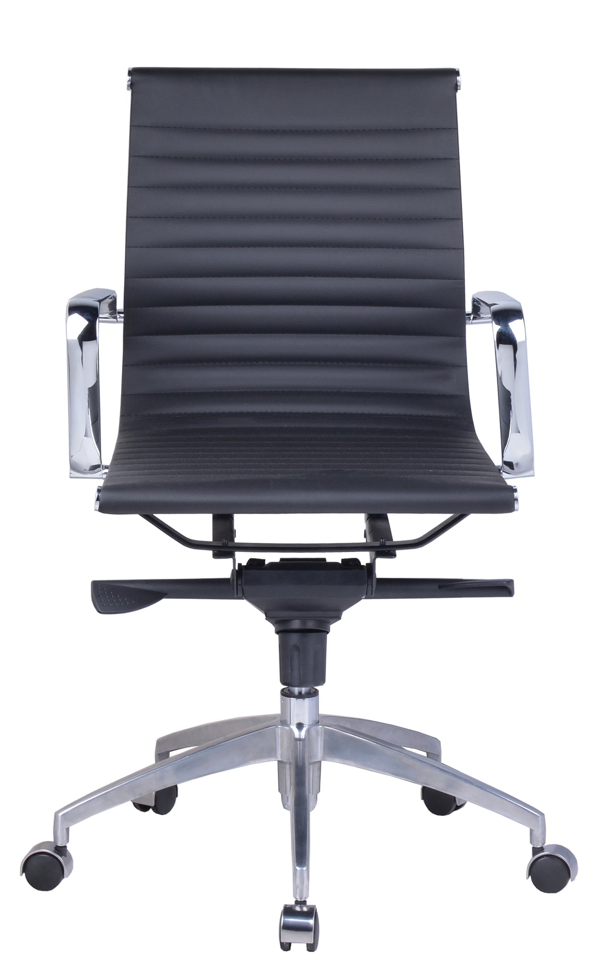Ribbed Medium Back Executive Chair – PU, Loop Arms – view 1 – new