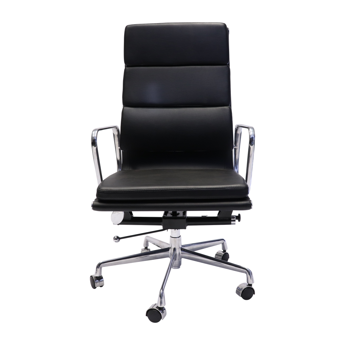 High Back Executive Chair – Black PU, Polished Aluminium Base – view 2 – new