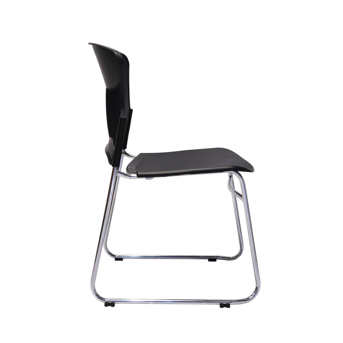 Stacking Chair – Black, Chrome Sled Base – view 3 – new