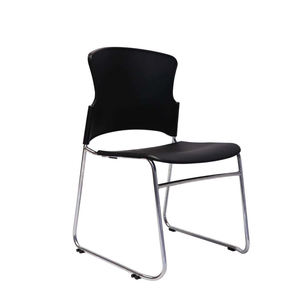 Stacking Chair – Black, Chrome Sled Base – view 4 – new