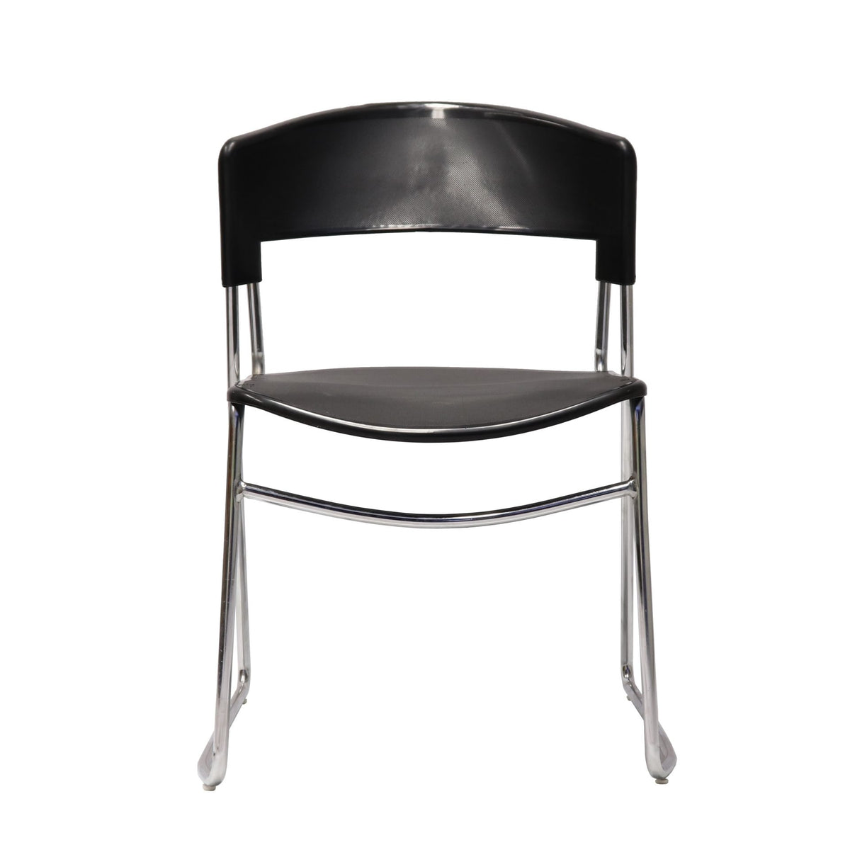 Budget Stacking Chair – Black, Chrome Sled Base – view 2 – new