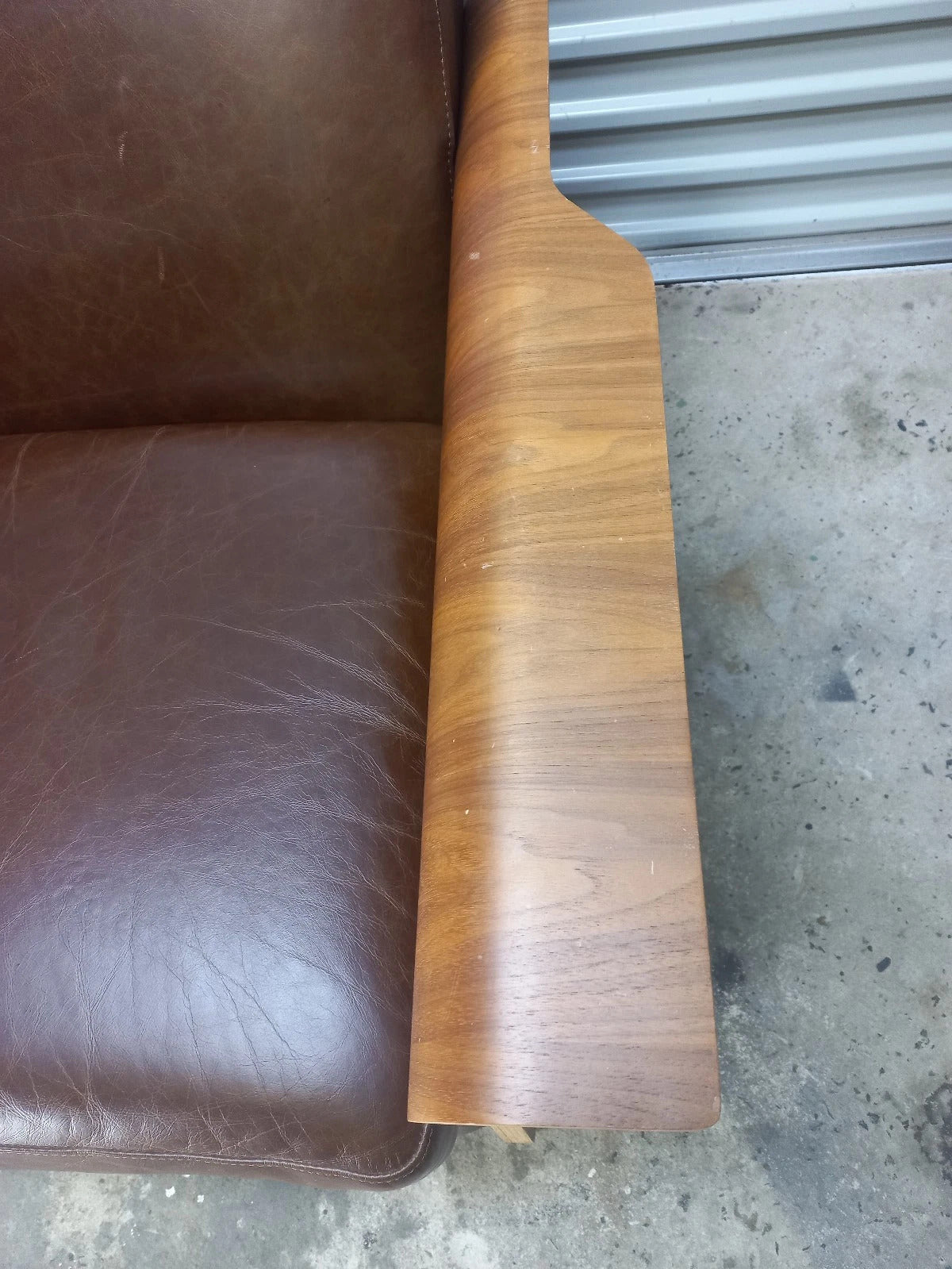 Gus Lodge Chair – Brown Leather & Walnut