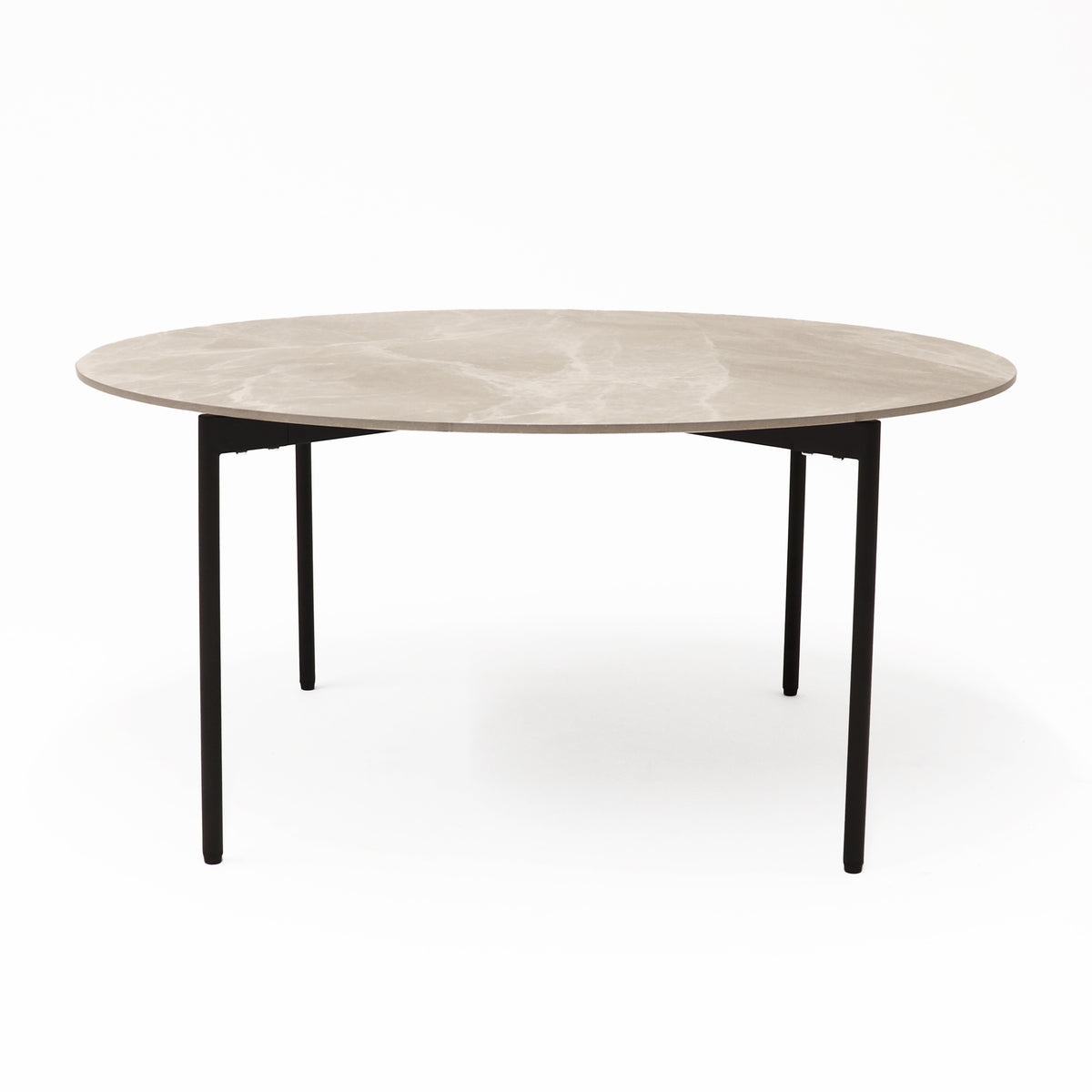 Round Coffee Table – 800 mm Grey Carrara Sintered Stone, Black Frame – view 1 – new