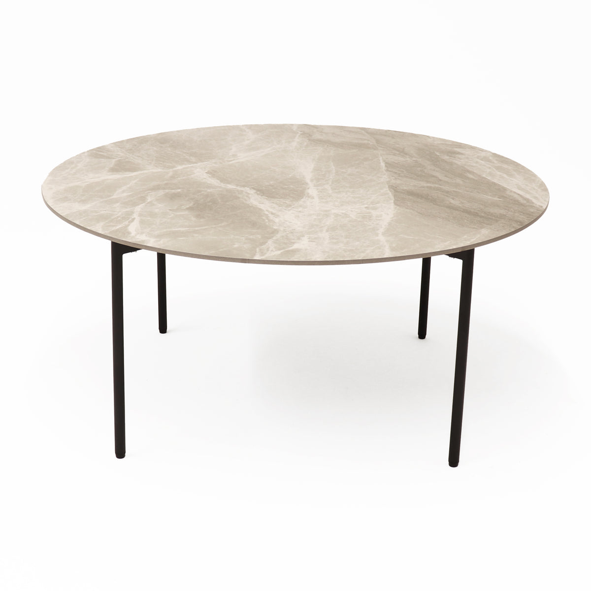 Round Coffee Table – 800 mm Grey Carrara Sintered Stone, Black Frame – view 2 – new