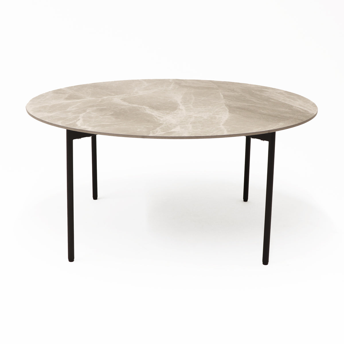 Round Coffee Table – 800 mm Grey Carrara Sintered Stone, Black Frame – view 3 – new